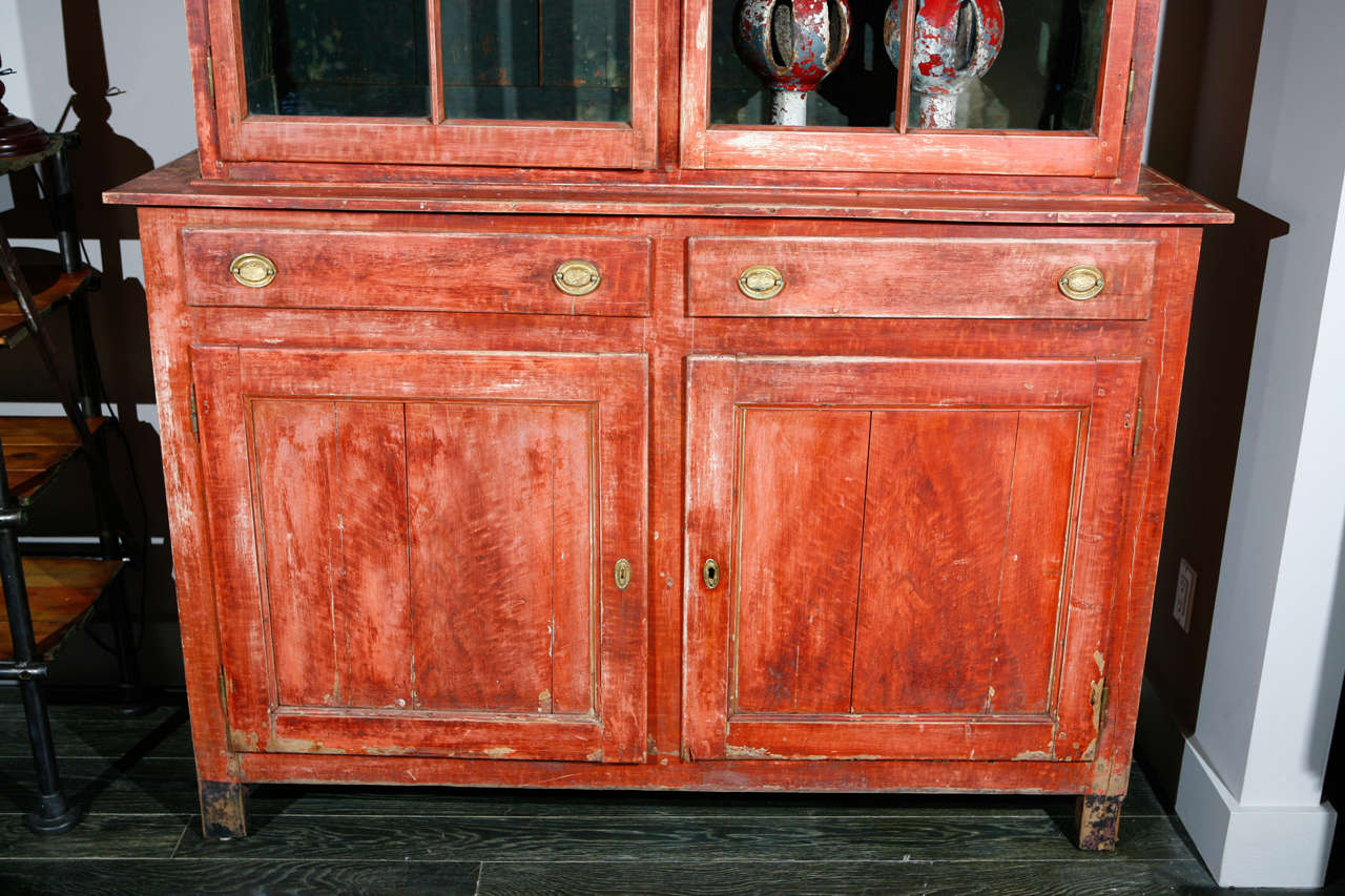 Late 19th Century Belgian Red Painted Bookcase In Good Condition In Los Angeles, CA
