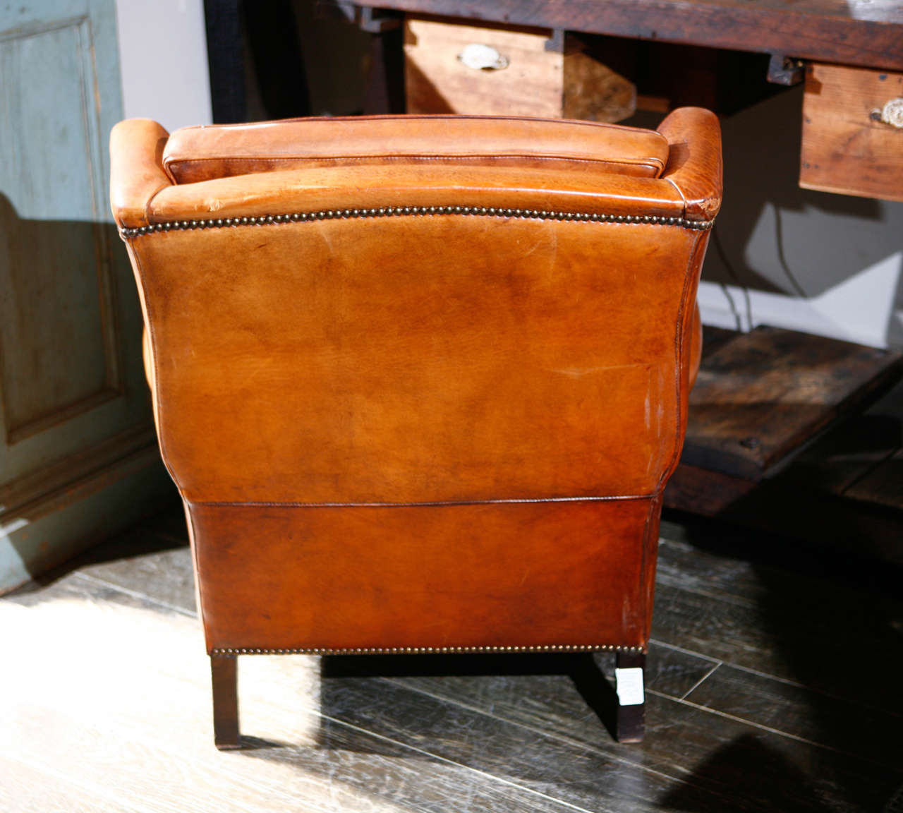 English Leather Wing Chair, Circa 1900 6