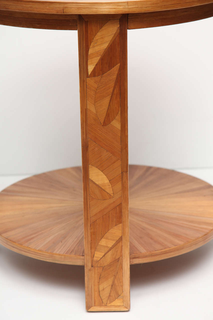 Rare Art Deco Two-Tiered Straw Marquetry Side Table by André Groult 1