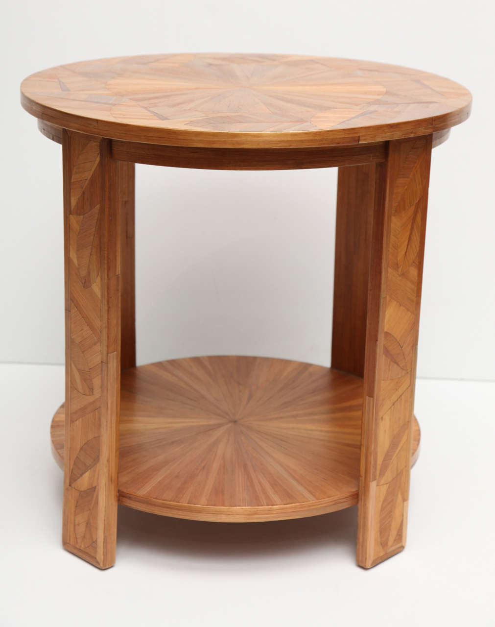 Rare Art Deco Two-Tiered Straw Marquetry Side Table by André Groult 2