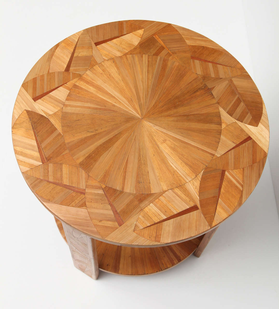 Rare Art Deco TwoTiered Straw Marquetry Side Table by André Groult at