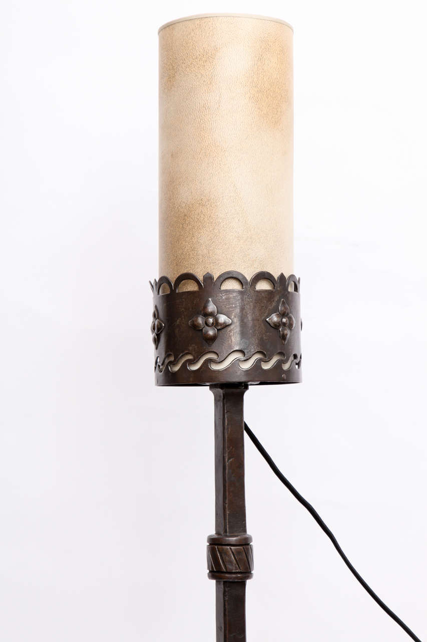 Iron 1920s American Arts & Crafts Floor Lamp by Samuel Yellin