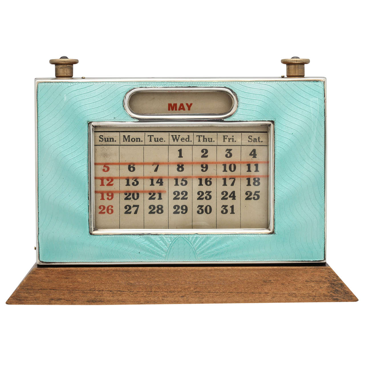 Art Deco Sterling Silver and Guilloche Enamel Perpetual Calendar