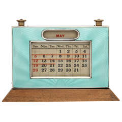 Art Deco Sterling Silver and Guilloche Enamel Perpetual Calendar