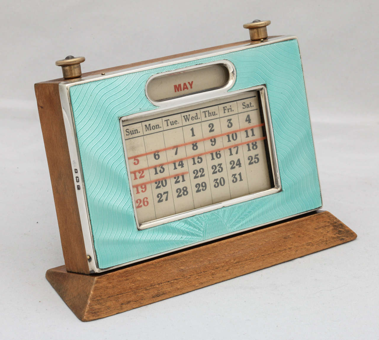 Art Deco Sterling Silver and Guilloche Enamel Perpetual Calendar at 1stDibs