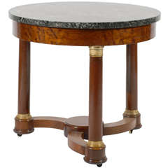 Empire French Mahogany Gueridon  with Green Marble Top, Ca. 1820