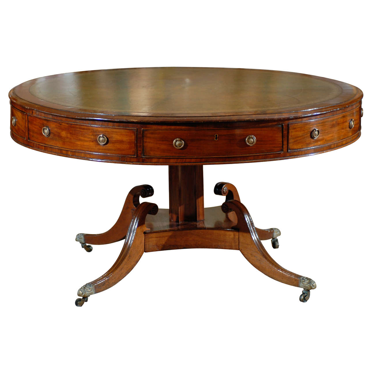 Fine Large Regency Rent Table in Mahogany and Leather Top at 1stDibs