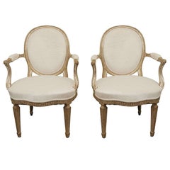 Pair of Vintage Italian Silver Leaf Arm Chairs.