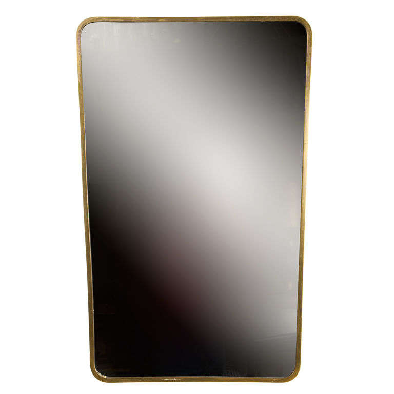 Inverted Trapezoid Brass Frame Mirror at 1stdibs