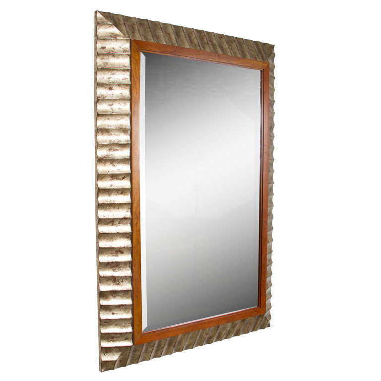 Silver Leaf Fluted Frame Mirror by John Black for Baker For Sale at 1stDibs