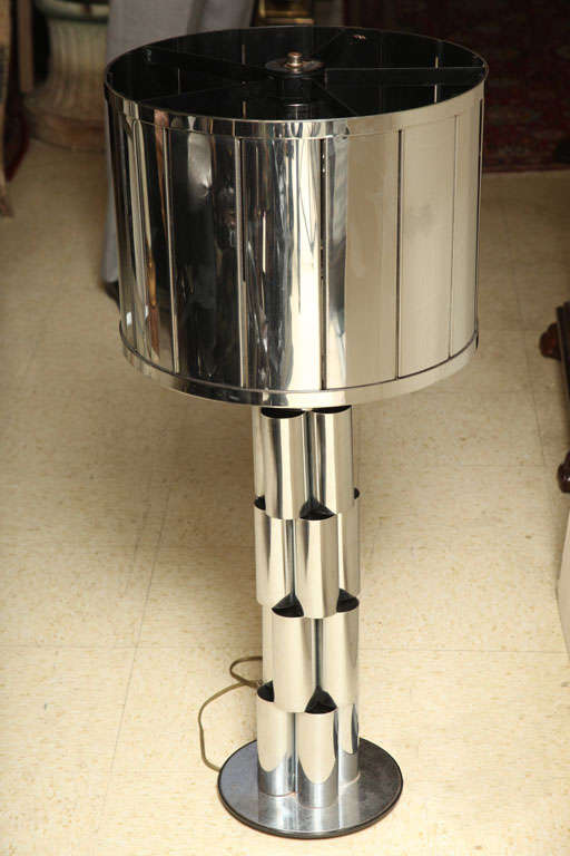 Pair of very large Curtis Jere chrome lamps