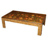 A Chinoiserie Style Gilt Wood Coffee Table With Floral Decoration