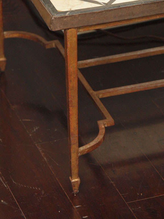 Mid-20th Century Gilt Iron Side Table with Stone Plateau  For Sale