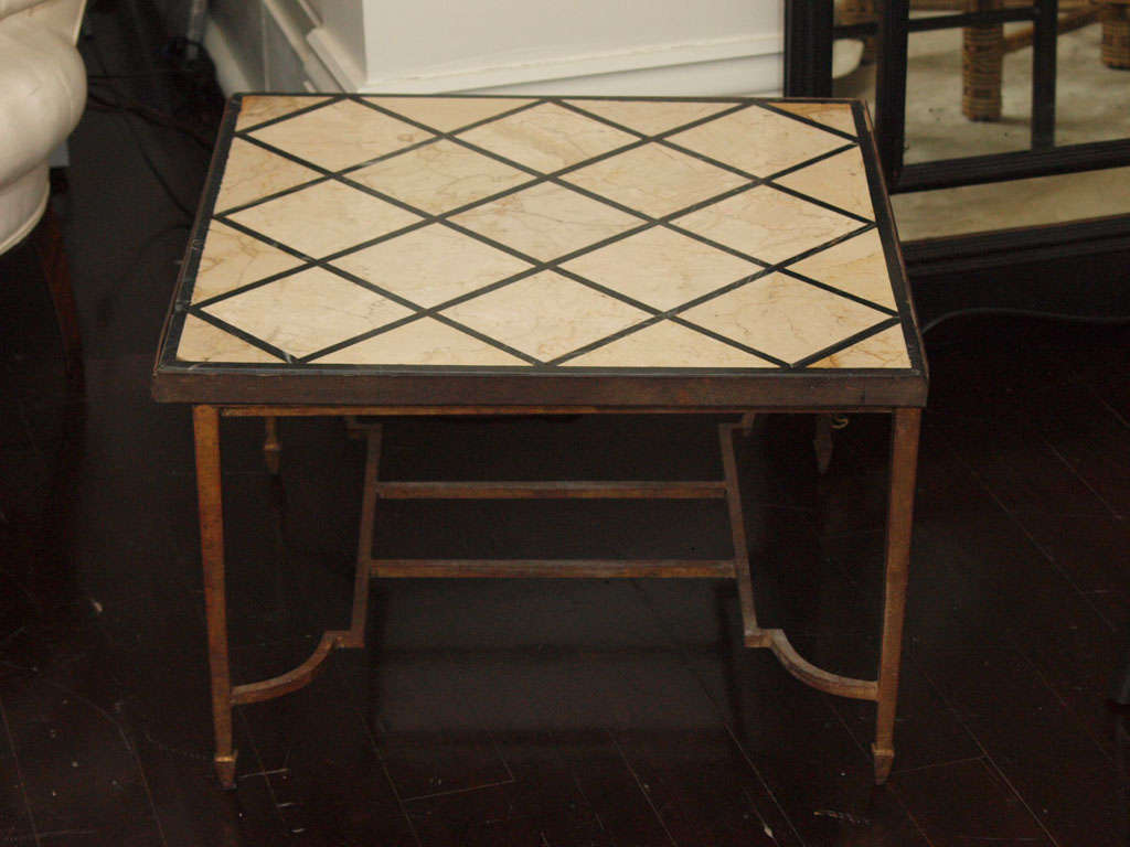 Gilt Iron Side Table with Stone Plateau  For Sale 2