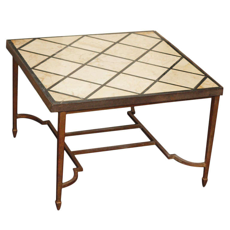 Gilt Iron Side Table with Stone Plateau  For Sale