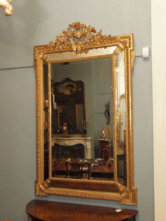 Antique French Louis XVI Magnificent Gold Leaf Mirror