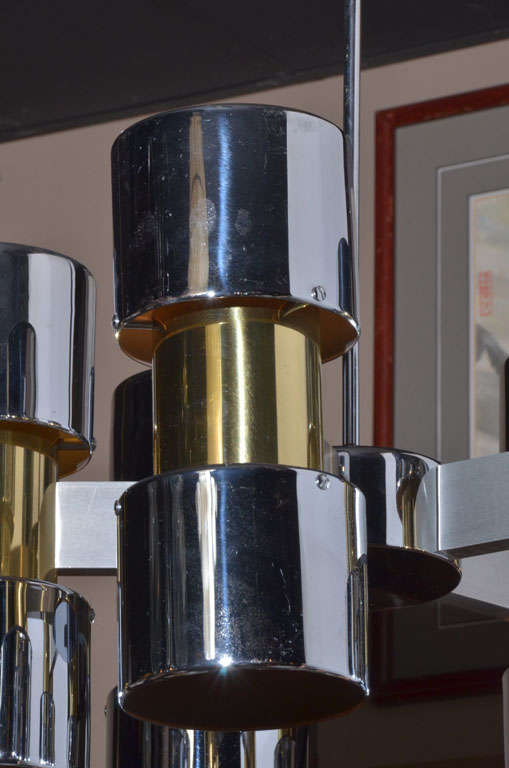 Chrome and brass Chandelier in the style of Paul Evans 2