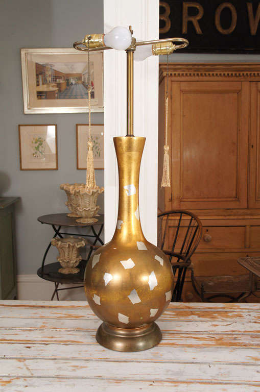 Modernist Gilt Table Lamp In Excellent Condition For Sale In Hudson, NY