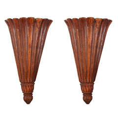 Pair Neoclassical-style Trumpet Form Sconces