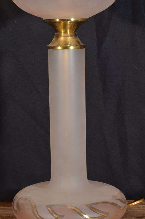 Pair of 1950's Delicate Pink Satin Glass Table Lamps. For Sale 2