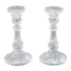 Antique Baccarat Crystal Candle Holders,  Pair
