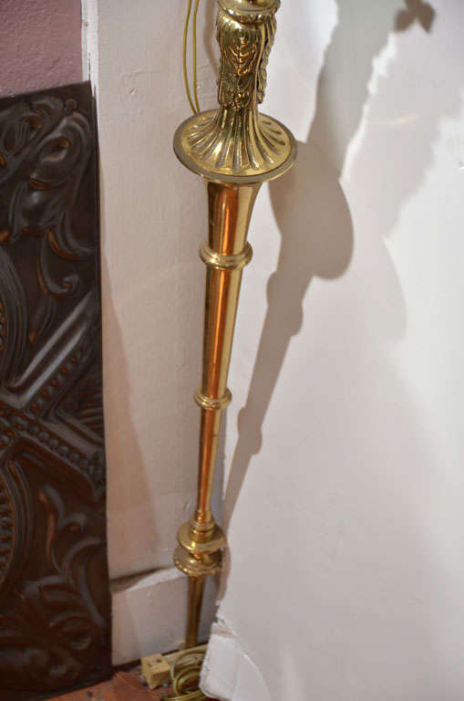 Pair of Cast Brass Torch Wall Sconce For Sale 1