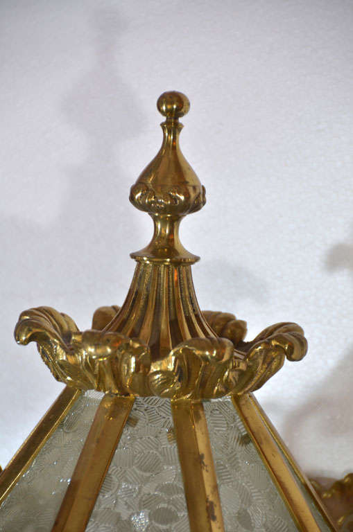 Pair of Cast Brass Torch Wall Sconce For Sale 3