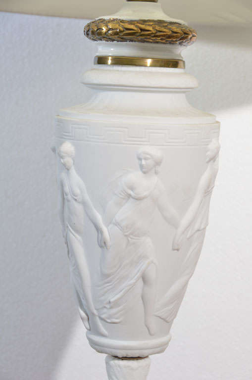 1930's Italian Bisque Porcelain Table Lamps For Sale 1