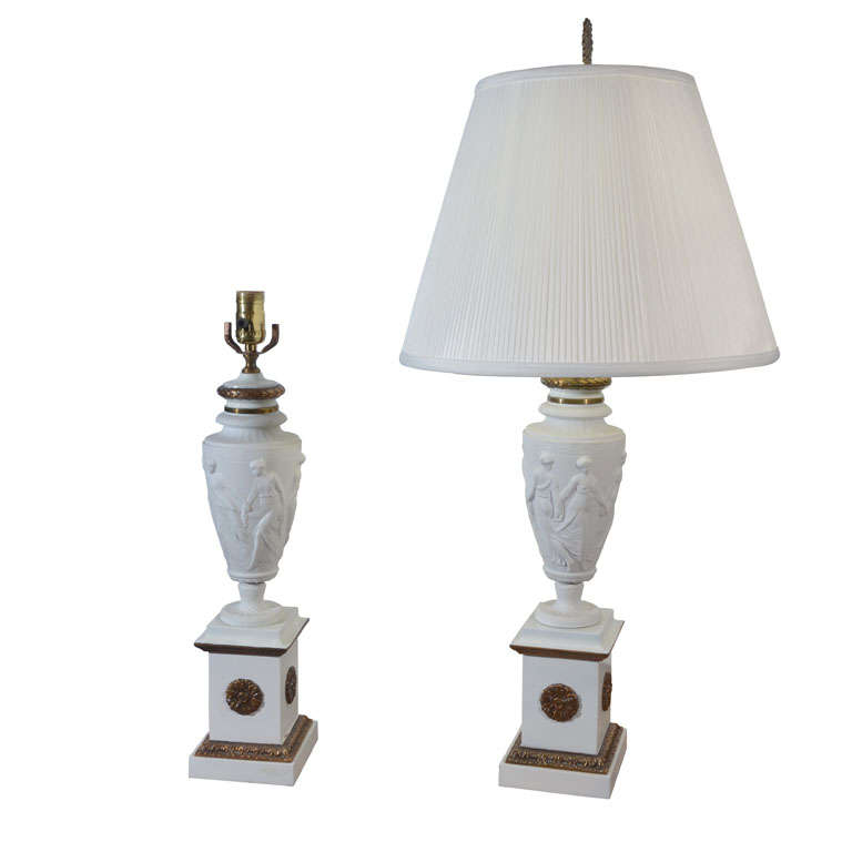 1930's Italian Bisque Porcelain Table Lamps For Sale