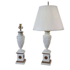 1930's Italian Bisque Porcelain Table Lamps