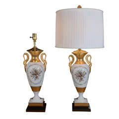 Isco Japan, Hand Painted Retro Classic Table Lamps, Pair