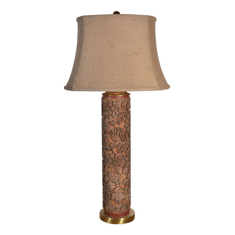French Wall Paper Press Roller as a Table Lamp For Sale