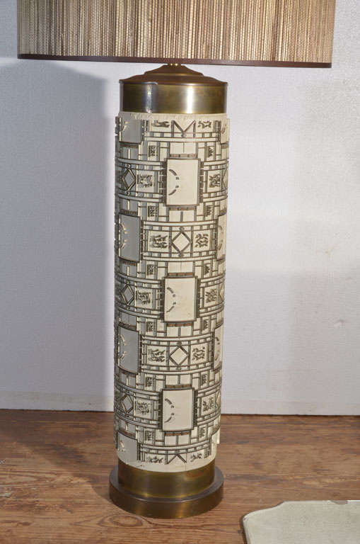 Mid-20th Century Beautiful, French Wall Paper Roller as a Lamp