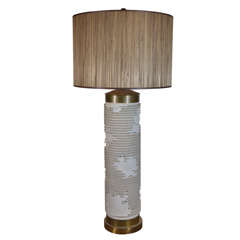 Beautiful, French Wall Paper Roller as a Lamp