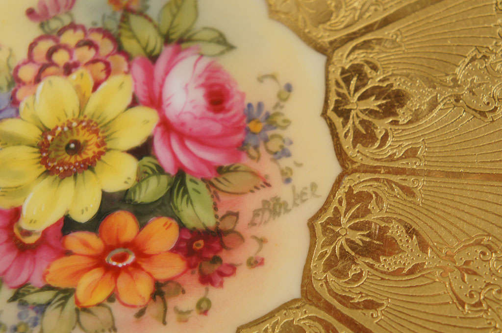 Porcelaine Service à dessert doré peint à la main Royal Worcester pour Asprey's-17 pièces en vente