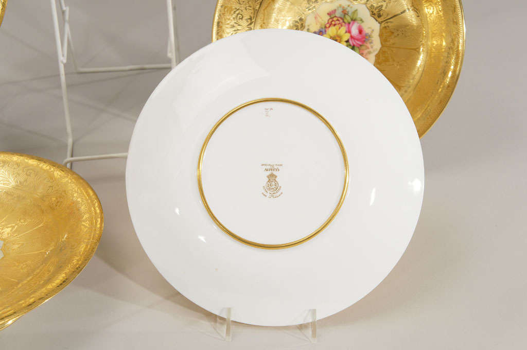 Royal Worcester Hand Painted Gilded Dessert Service for Asprey's-17 Pieces For Sale 1