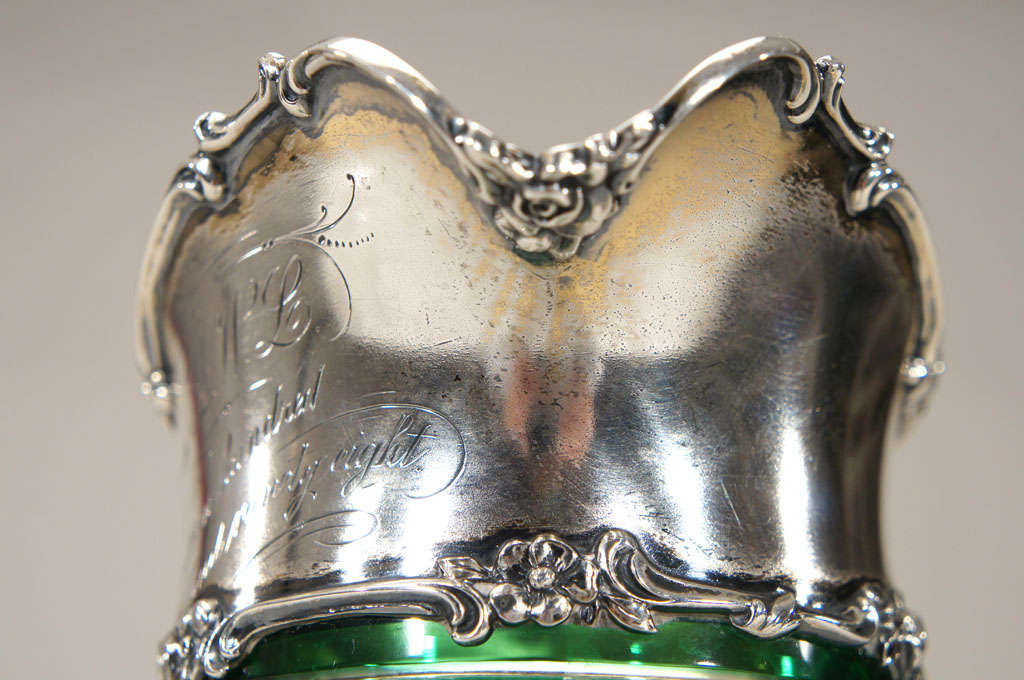 Stevens & Williams Green Overlay Cut to Clear Pitcher SS Mount 1