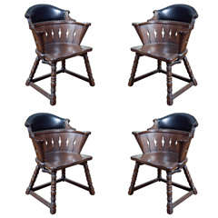 Set Of 4 Post Arts And  Crafts Barel Chairs