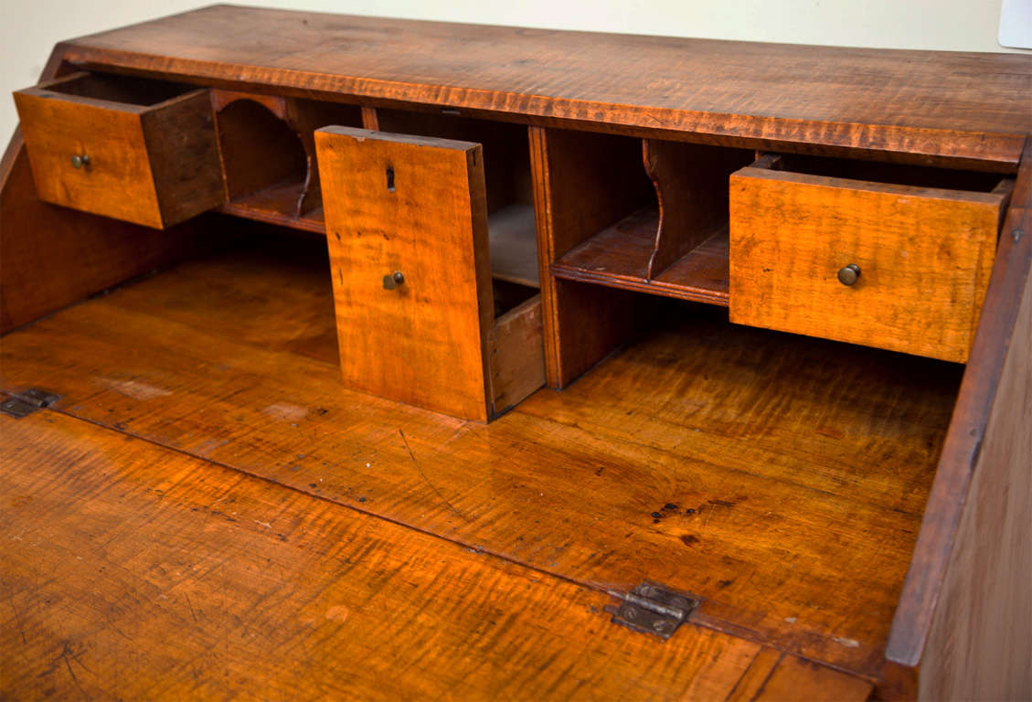 Spruce 18th Century Tiger Maple Connecticut Desk For Sale