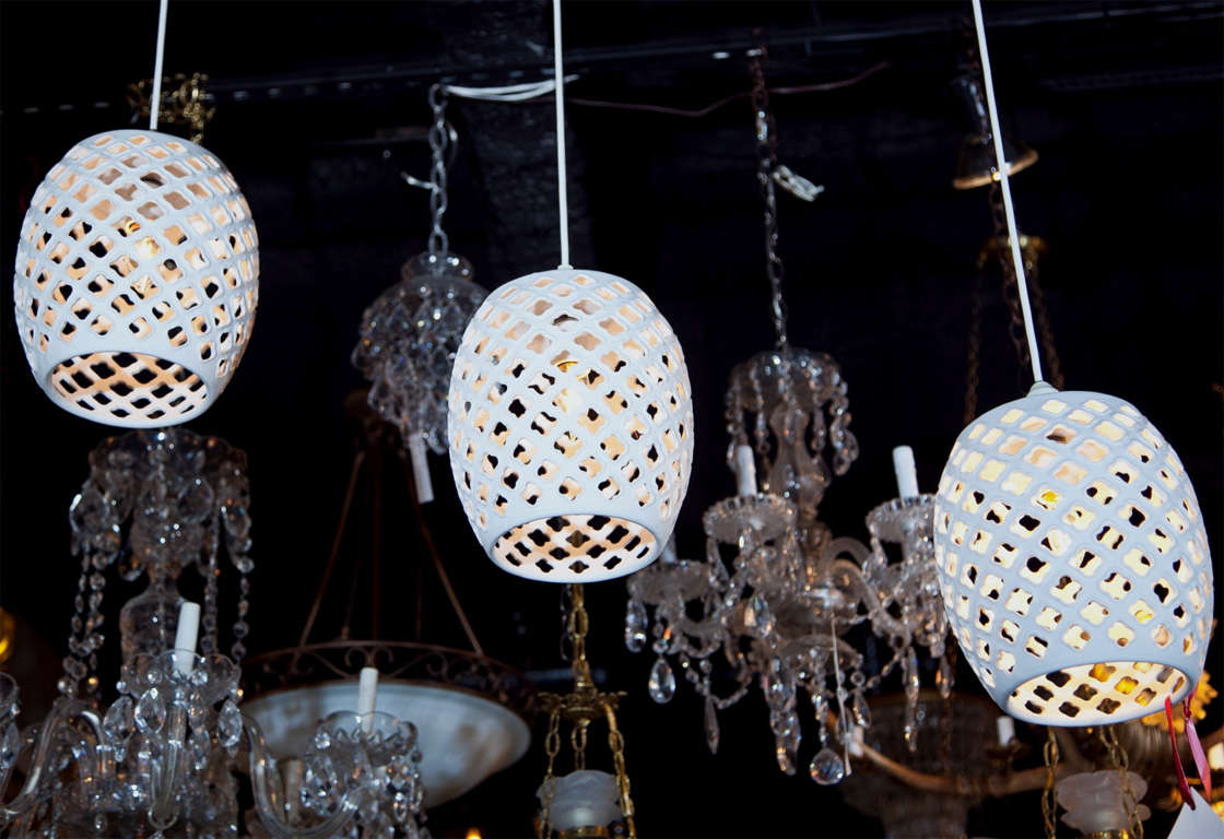 Set of Three Ceramic Hanging  Chandeliers