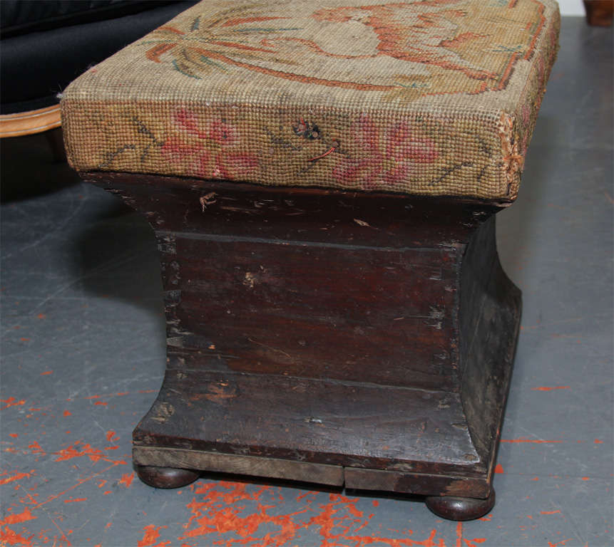19th Century Needlepoint Tiger Stool For Sale