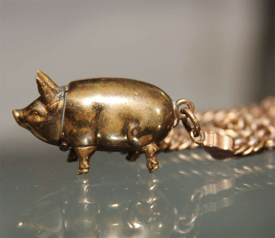 Pig Match Safe as Necklace