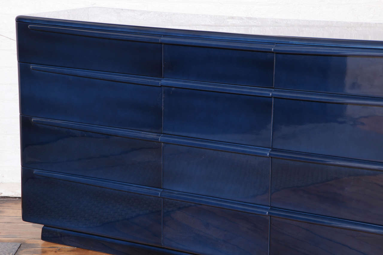 American Sideboard or Chest of Drawers Lacquered in Midnight Blue by Heywood-Wakefield