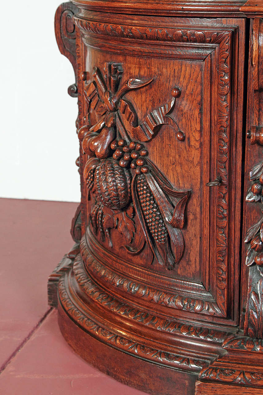 French Finely Carved Antique Hunting Buffet Cabinet