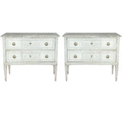 Pair of 19th Century French Painted Chests of Drawers with Faux Marble Top 10
