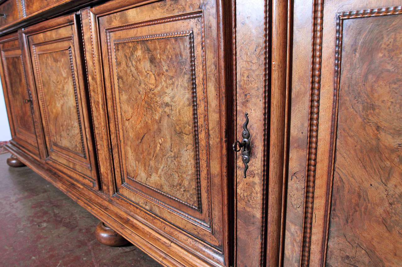 Antique French Walnut  Buffet Sideboard with Marble Top In Excellent Condition In Dallas, TX