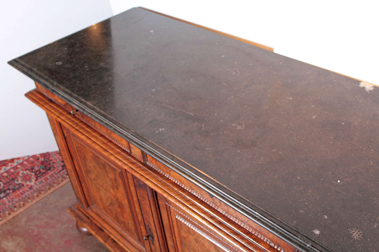 Antique French Walnut  Buffet Sideboard with Marble Top 1