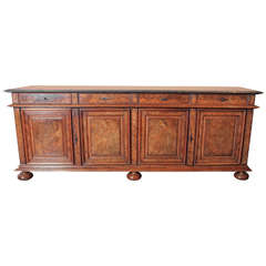 Antique French Walnut  Buffet Sideboard with Marble Top