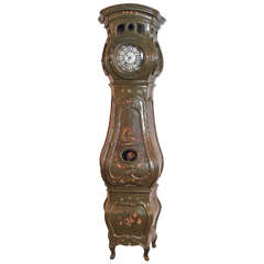 18th Century Painted Grand Father Clock from Provence