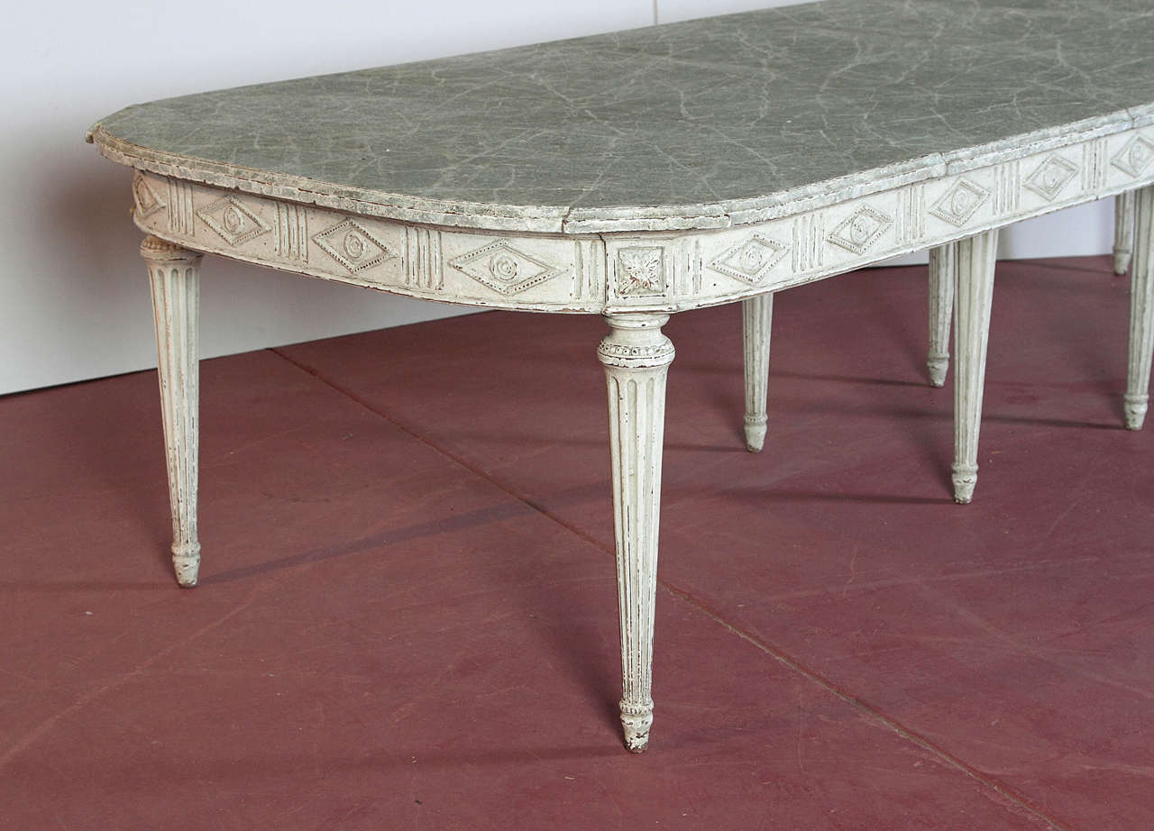 Large Antique 19th Century French Louis XVI Painted Dining Table with